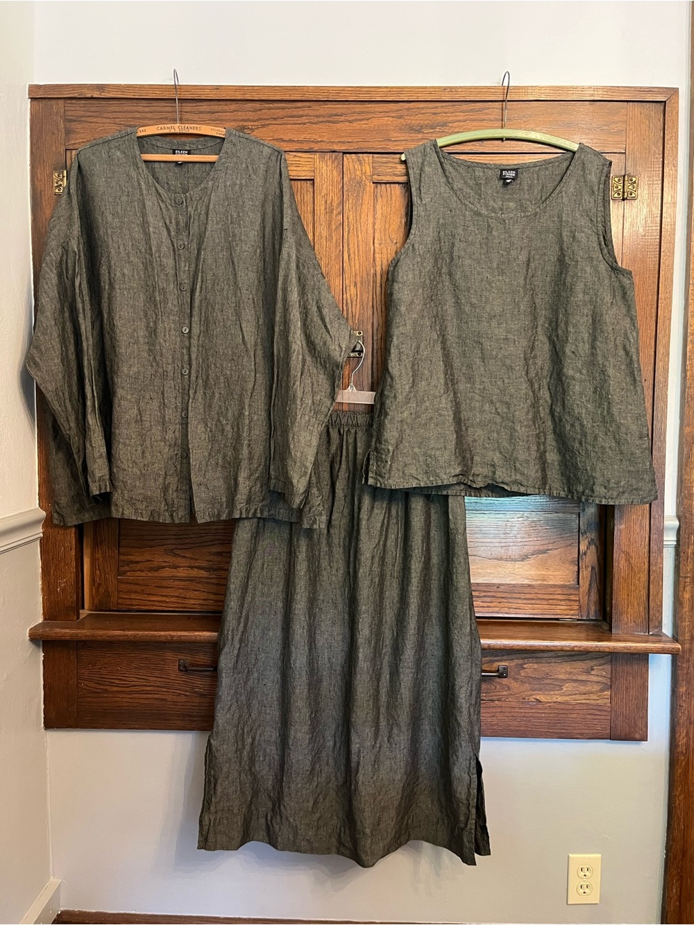 Eileen Fisher 3-Piece Irish Linen Gray Jacket, Tank, Skirt, 2X - Picture 3 of 16